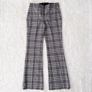 Theory Woman Brown Black Wool Plaid Flair Trouser Pants US4 Classic Contemporary